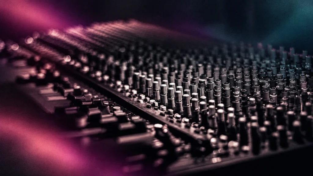 Mixing-console knobs and faders